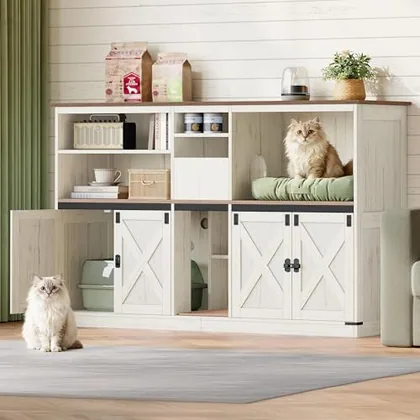 Double cat Litter Box Enclosure