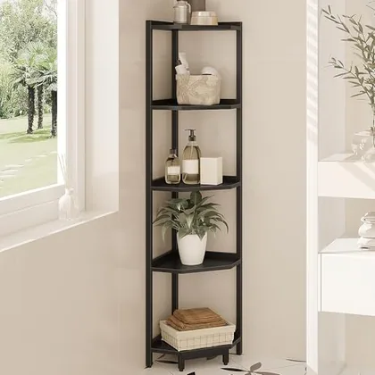 Corner Shelf Stand 5-Tier Corner Bookshelf Storage Standing Shelf