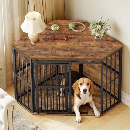 Corner Dog Crate Furniture Wooden Dog Kennel Indoor
